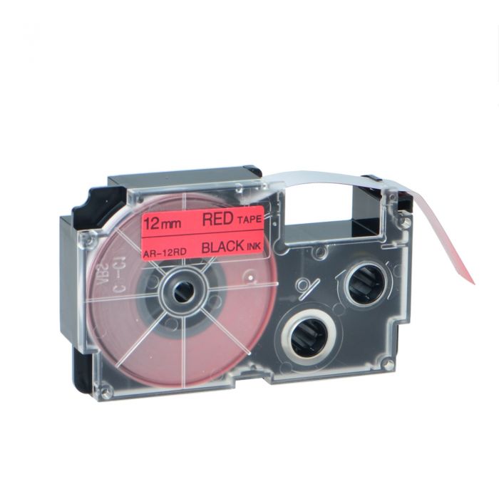 Casio XR 12RD Label Tape 12mm Black On Red Compatible