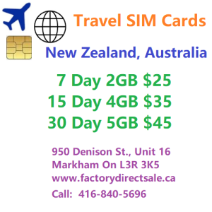 New Zealand, Australia Travel SIM Card