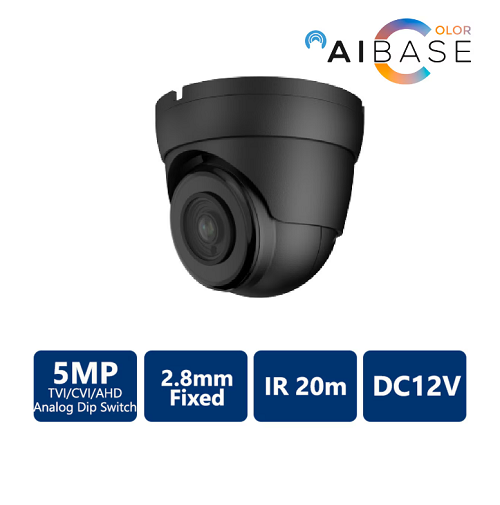 Aibase 5MP 4-IN-1 HD ANALOG TURRET, 2.8MM FIXED BLACK CAMERA (CAM-IX3135B-28)